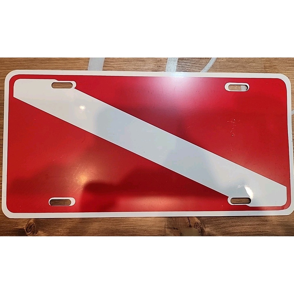 Diver Down Red 6"x12" Aluminum License Plate Tag‎